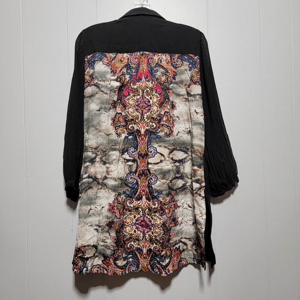 John Mark Black Crochet Patchwork Boho Long Sleev… - image 5